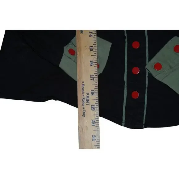 Collectif London Western Cactus Embroidered Shirt Black Red Buttons Size S UK 10 - Picture 12 of 12